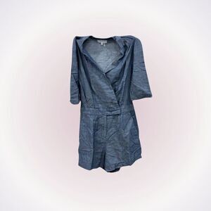 1.state denim look short sleeve v-neck romper | Sz XS
